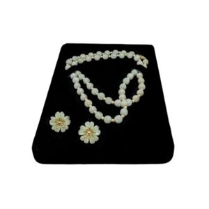 Genuine Jade Necklace & Earrings Set | 14K Gold Beads, Clasp & Posts